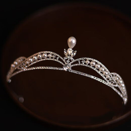 Bai Qixin Crown Tiara, Birthday Crown, Bridal Headband, Photography Props, 18-year-old Adult Gift, Princess Proposal Certificate, Pearl Crown, White