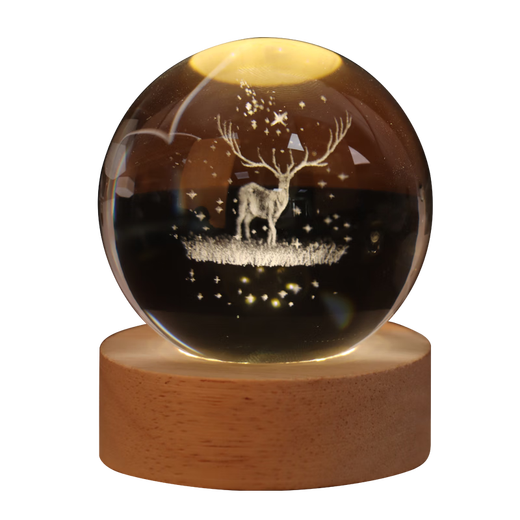 Tatanice Crystal Ball Ornament Desktop Noche Lámpara Girl Deer Glass Ball Children Children Girl, abierta el regalo del día del estudiante