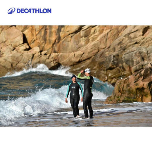 Decathlon surf suit men's one-piece neoprene swimsuit gelcoat waterproof mother-in-law outdoor non-sun warm thickened fluorescent grass green 44