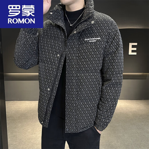 罗蒙（ROMON）羽绒服男冬季2024新款立领印花痞帅轻薄加厚时尚休闲保暖外套 1-16-9887咖色 XL