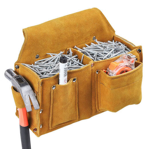 Honglong double-layer cowhide nail bag construction carpentry wear-resistant belt-type waist bag nail bag multi-functional waist pocket tool bag nail bag single pocket large size
