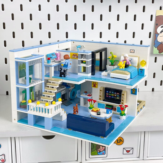Zhegao Family Qifu Building Blocs 2025 New Girl Series Assemblé Villa House Compatible avec LEGO Building Blocs Hotel Hotel Castle Girls Toys Double Floor - Wangwang Villa + Lighting [1048 Grains]