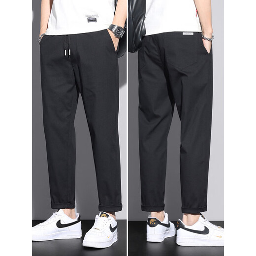 Jeanswest Casual Hosen Männer losen gerade Sommerstil Haren Männer vielseitige trendige Jugendhosen Frühling und Herbst Schwarz XL