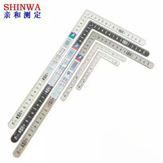 XMSJ和直角尺企鹅90度L型尺木工拐尺不锈钢迷你小型曲尺皮匠尺 12101/10*5钢制三寸