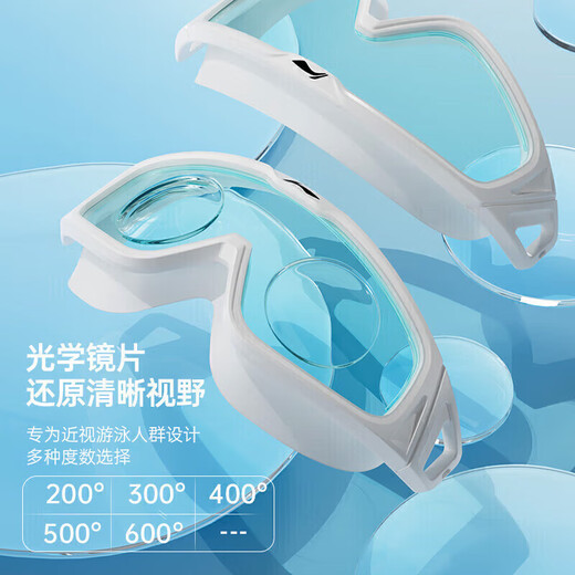 Li-NING (LI-NING) swimming goggles high-definition anti-fog waterproof large-frame swimming goggles for adult men and women 2557 white myopia 500 degrees