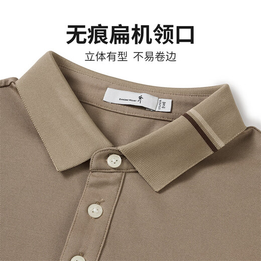 与狼共舞【含桑蚕丝】休闲通勤领口细节透气男士短袖POLO 701卡其 180 