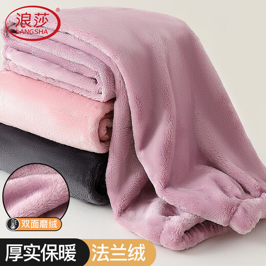 Langsha pajama pants women's trousers autumn and winter plus velvet thickened flannel large size warm pants coral velvet home pants purple L