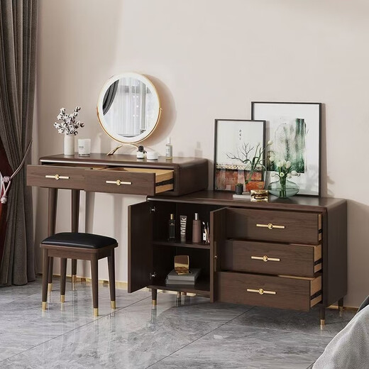 Qiuke solid wood dressing table storage cabinet dressing table bedroom new Chinese dressing table modern simple drawer cabinet integrated dressing table