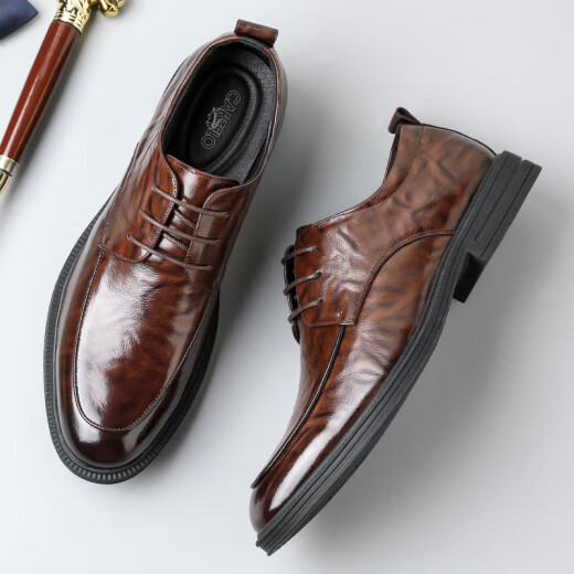 Cartelo British Hand-Hand Head Saper Cow Whide Hombres Menores Empresas zapatos de cuero casual de cuero para hombres Zapatos de boda de tintorización de color 9735 marrón 38
