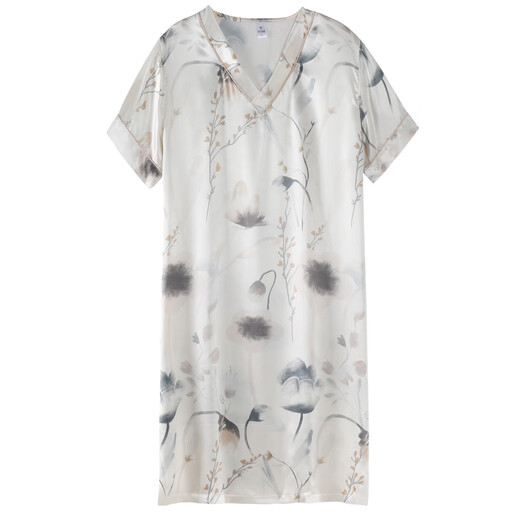 
Modal nightgown for women in summer ice silk short-sleeved pajamas skirt thin summer middle-aged mother summer imitation silk dress 9923 M[90-110Jin[Jin equals 0.5 kg]]