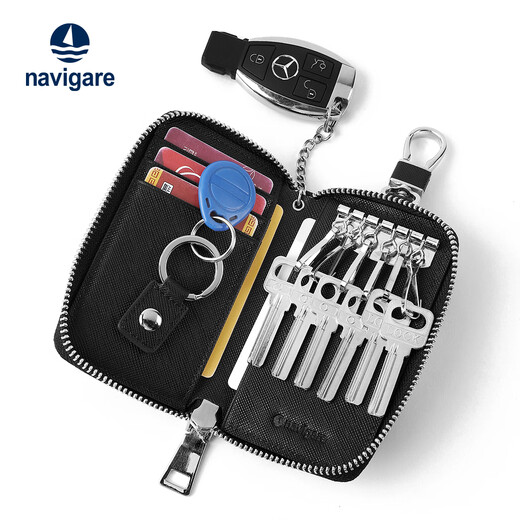 Navigare Italiener kleiner Segelboot Schlüsselbeutel großer Kapazität Auto Bag Schlüsselschutz Hülle Kartenbeutel Schlüsselbeutel für den Freund Schwarz (Counter Geschenkbox) N4A509-013003a