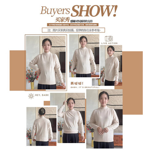 Hengyuanxiang 100% pure woolen sweater for women thick half turtleneck loose bottoming sweater winter fashion knitted sweater top sweater for women