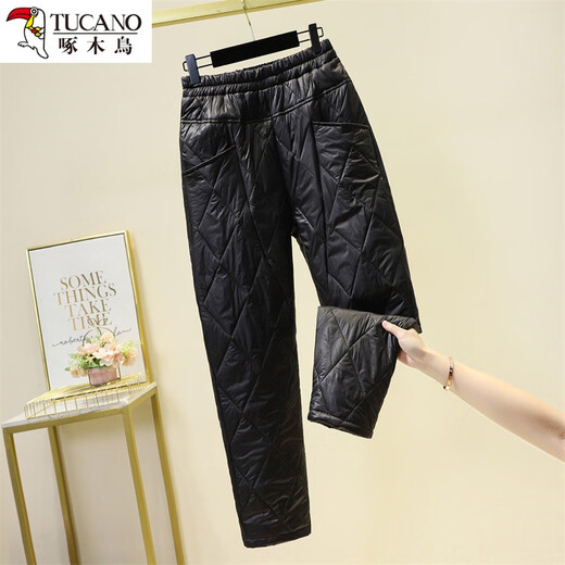 Woodpecker exports French down cotton pants for women to wear thin and thick winter harem thermal pants large pocket cotton pants red thermal pants XL recommended 120-140Jin Jin equals 0.5 kg