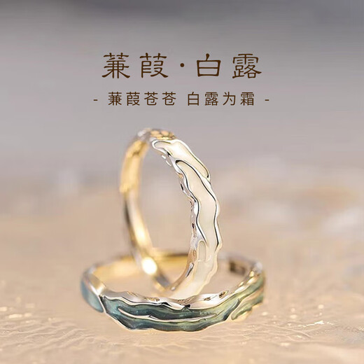 Central Chuang Fashion China Gold Authorized Jianjia Silver Ring Couple Ring for Male and Female Couple Birthday Gift for Girlfriend and Wife