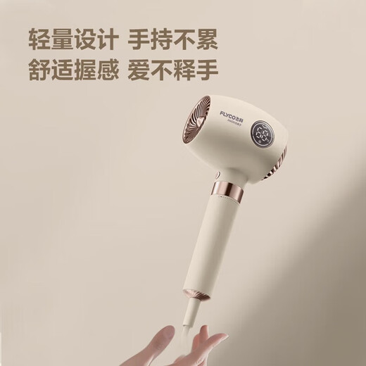 FLYCO Hair Dryer, Soft Air Negative Ion Constant Temperature Hair Care, Household Hot and Cold High Air Volume Fast Drying Hair Dryer, Smart Screen Display Gift for Girlfriend FH6369 Normal Pack