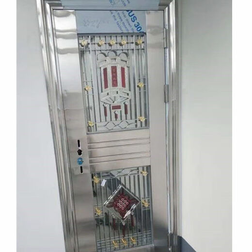 勤凯定制半玻全波不锈钢防盗门304不绣钢门白钢入户单门通风门加厚门 按照尺寸定制 304加厚