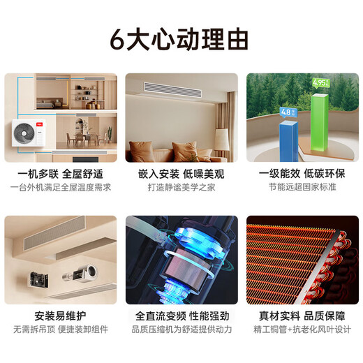 TCL中央空调6匹一拖四风管机 家用多联机全直流变频新一级能效嵌入式空调 TMV-Vd140W/N1-D 以旧换新