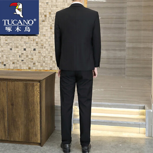 啄木鸟西服套装男士商务修身西装男工作职业正装小西服伴郎服装新郎礼服 西服+西裤+马甲 +衬衫+领带 XL