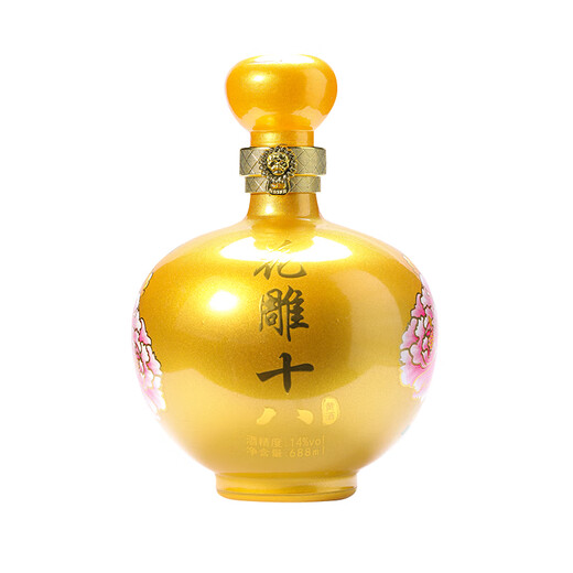 Moganshan Shaoxun Vino amarillo Authentic Huadiao Vino envejecido Cerveciendo a mano con vino de arroz y beberlo solo y quitarse la comida y cocinar para los barriles de cocina Huadiao Dieciocho 688ml 4 Botellas Botas de regalo de 14 grados