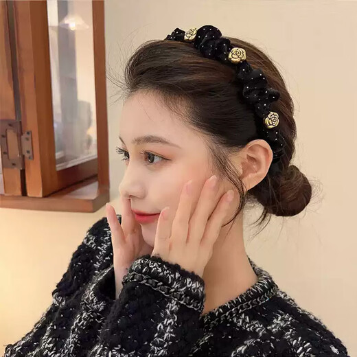 Idelson retro gold-plated camellia headband lady style fashionable sweet girl simple headband hair accessories camellia headband F0980
