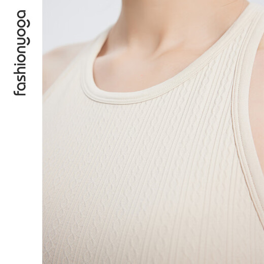 Common yoga water drop beauty strap chest pad vest integrated woven quick-drying sleeveless fitness clothing Yoga vest F14224 milk shake white L