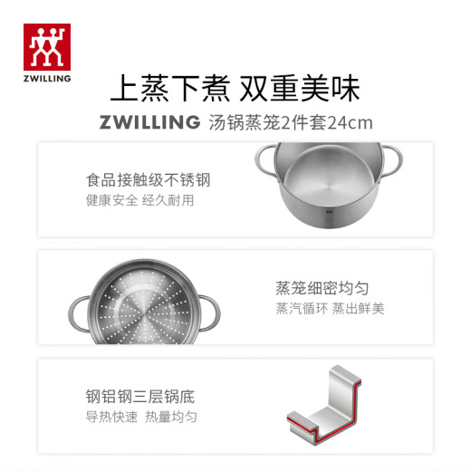 ZWILLING pot set, wok, non-stick frying pan, steamer, enamel pot, kitchen knife, cooking utensils, household kitchen utensils, complete set, flagship set, 11-piece set and above