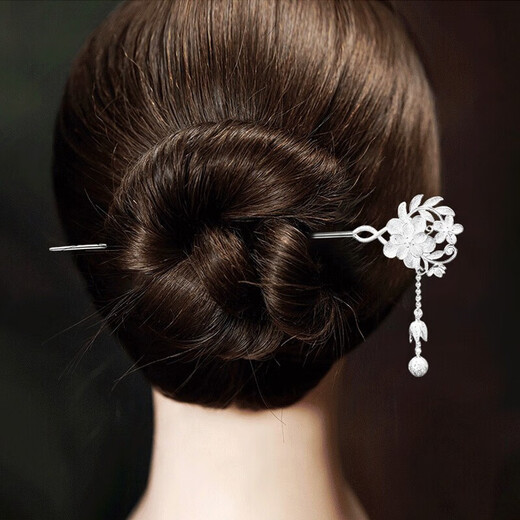 Dingjing 999 pure silver hairpin, elegant high-end hairpin, ancient style Hanfu horse-faced skirt, birthday gift for girlfriend, butterfly flower 999 pure silver hairpin