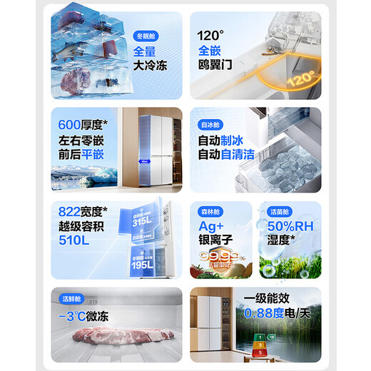 Panasonic Renewal Subsidy Big Seal 2.0 Ultra-thin Zero-embedded 510L Refrigerator Large Capacity Cross Four Door Home Refrigerator Level 1 Automatic Ice Making NR-ED51CMA-W White