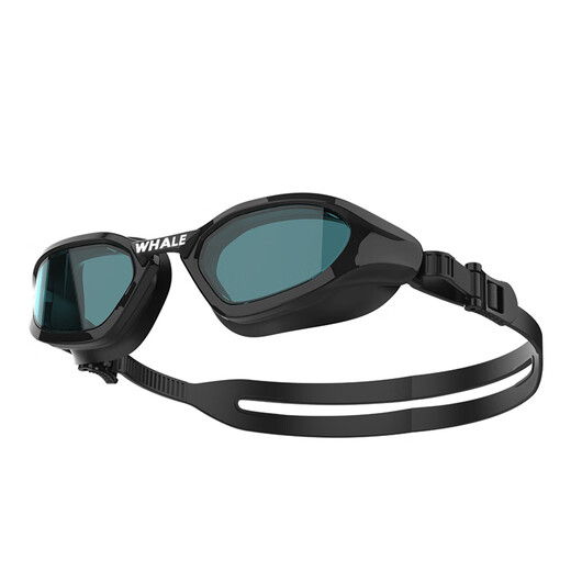 鲸鱼S6专业男女成人近视防雾泳镜中框1888天起雾换新带度数游泳眼镜 闪亮银-茶色高清镜片（赠泳帽）