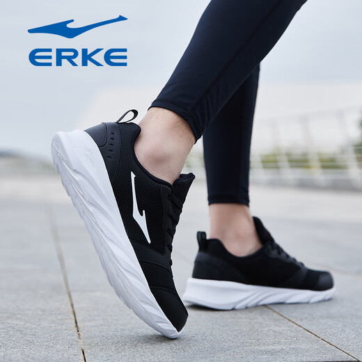 Hongxing Erke 2025 Summer Leder Mesh Sports Laufschuhe Neue offizielle weiche Sohle Leichte Männer vielseitige und resistente Freizeitschuhe. Black-3291 (Federleder-Netz) 42