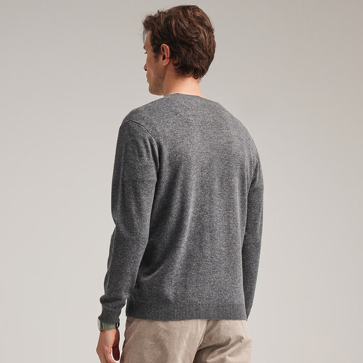 Zhaojun 2024 autumn and winter new high-end solid color wool cardigan jacket men's V-neck long-sleeved basic knitted top Dark cloud gray M