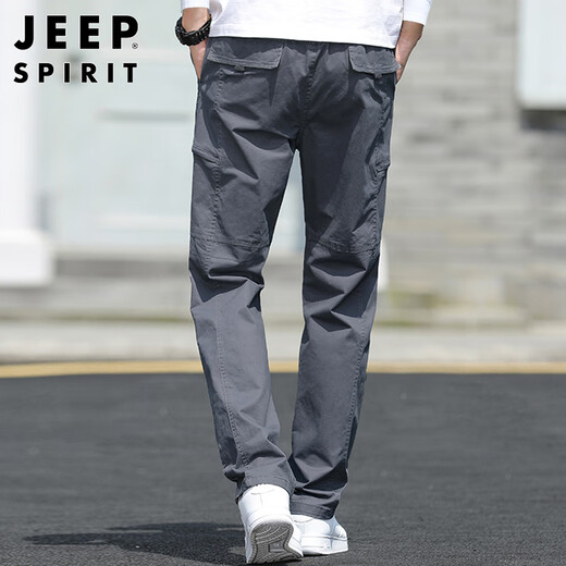 JEEP SPIRIT吉普工装裤男春夏季直筒休闲裤子男士宽松大码男裤 深灰色 XL