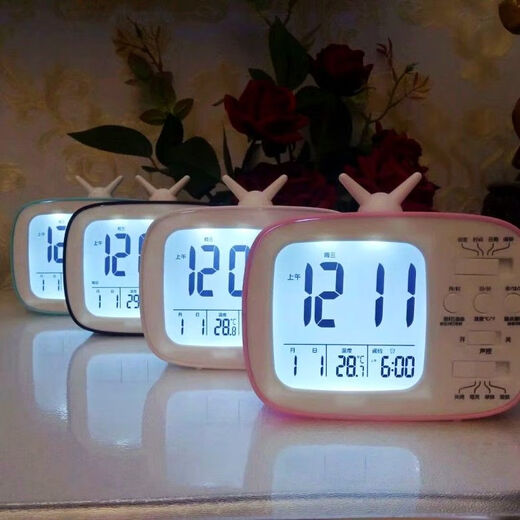 春生秋收报时器 老人多功能盲人语音报时闹钟床头闹钟多功能和旋音乐老人 9905蓝色