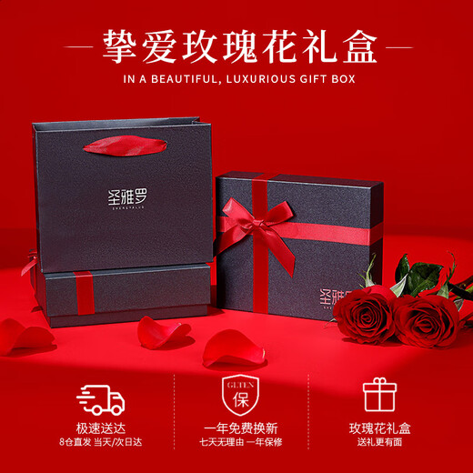 圣雅罗999足银项链女士款吊坠时尚首饰品锁骨链生日礼物送女友 甜密心动项链