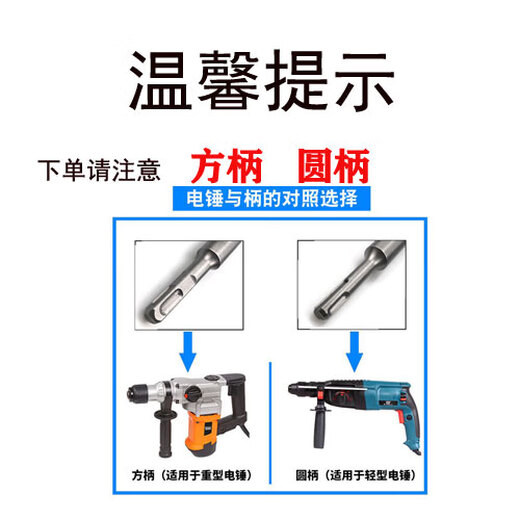 XMSJ Square Griff runden Griff verlängerter elektrischer Hammer-Aufprallbohrer durch die Wand extra Länge 500-1500 mm Zementbeton durch den Wandanpassung Square Griff 12250 mm
