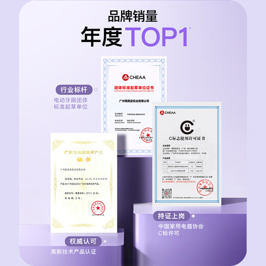 Shuke Couple Electric Toothbrush Intelligent Level 1 Cleaning Adult/Student Gift for Boyfriend/Girlfriend Soft-bristled Gum Protector G5 Feather White + Fog Purple Birthday Gift New Year Gift