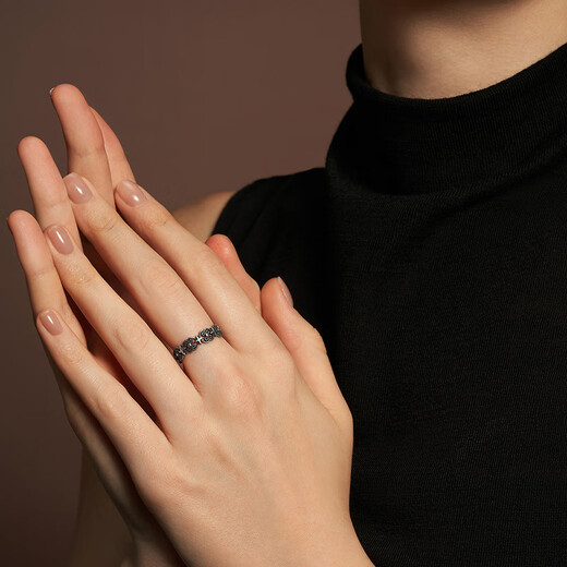 MONOLOGUE Monologue Ambition Series Flashy Iris Retro Platinum Ring MO85 Birthday Gift Advanced Classic Gift Flashy Iris Ring No. 15