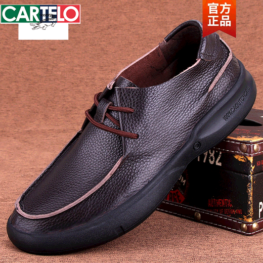 Cartelo echtes Leder-Leder-Lederschuhe Einschicht Kuhläden weiche Leder Weiche Sohle Geschäft Casual Leder Zehen Schicht Cowhide Schnürschuhe Herrenschuhe Neu schwarz 9912 37 Größe größer