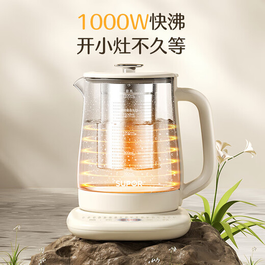 SUPOR health kettle, household large-capacity kettle with integrated heat preservation, fully automatic constant temperature electric kettle, tea boiler and stewing kettle, large diameter filter, 18 major health functions SW-18YJ15A, 24-hour reservation 1.8L