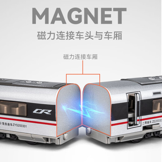 车致遥控高铁火车玩具复兴号动车合金模型儿童高速列车轨道玩具车男孩 【遥控版】复兴号高铁四节-银色