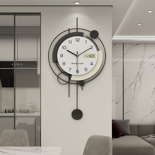 Uhr und Wohnzimmer 2024 Neues leichter Luxusstil moderner und atmosphärischer Wohnzimmereingang High-End-Wand-Uhr mit Glasabdeckung, übergroßes Modell kann 87 cm43 cm 32 cm über 20 Zoll schwingen