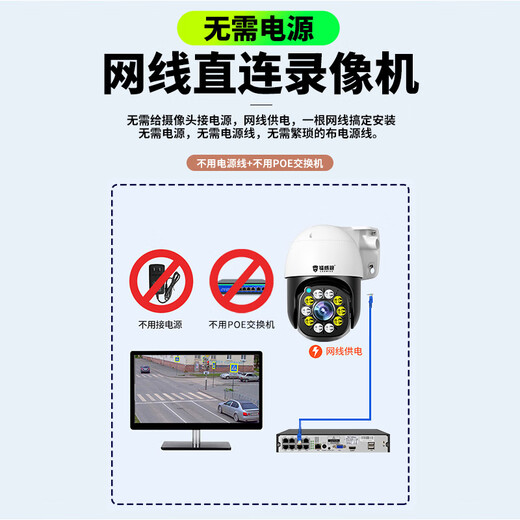 镭威视监控器全套设备商用500万高清户外防水家用摄像头室外360度无死角全景语音超市poe供电套装 爆款-4路送3T硬盘监控套装