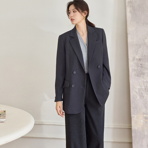 ROEYSHOUSE Luo Yi blazer women's casual slim temperament commuting small suit 11053 dark gray 2XL