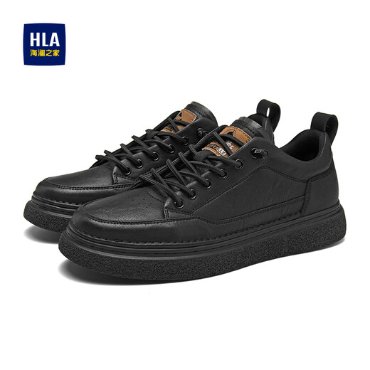 Hailan Home HLA men's shoes casual leather shoes men's board shoes breathable shoes HAAXXM1EBF037 black summer 42