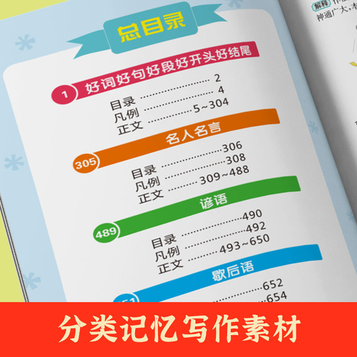 
Multifunctional Chinese material dictionary for primary school students' composition materials accumulation of color pictures and large characters versions of famous quotes, good words, good sentences, good paragraphs, good beginnings, good endings, special quotes, good sentences, good sentences, good sentences, good endings, special quotes, good sentences, good color pictures thickened 832 pages of large Chinese material dictionary