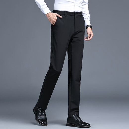 Holzspecker (Tucano) Casual Hosen für Männer Sommer Solid Color Business Mode dehnen schlank viel vielseitige Eissensen-Langhose Herren Black 31 31
