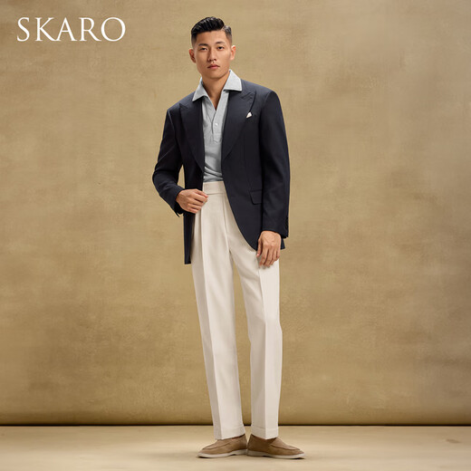 
SKARO [with wool, easy to care] Casual suit jacket for men in spring and autumn widened lapel collar singles Navy blue SKV1061 52