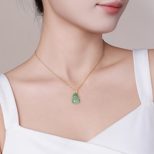 Return to the 11.11 carnival with heart and jade, 18K gold inlaid jade pendant, women’s gold inlaid jade Fulu gourd jade pendant
