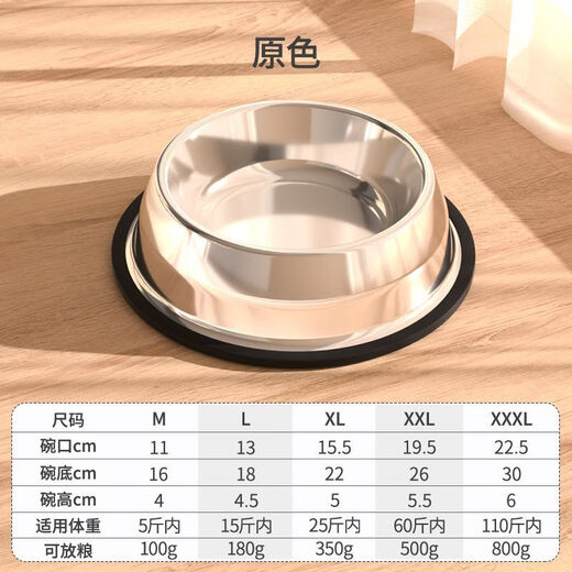Shantou Lincun dog bowl and cat bowl anti-knock stainless steel small and large dog water bowl pet rice bowl food bowl dog solid color anti-knock food bowl overturn L (recommended 10Jin Jin equals 0.5kg cat puppy)