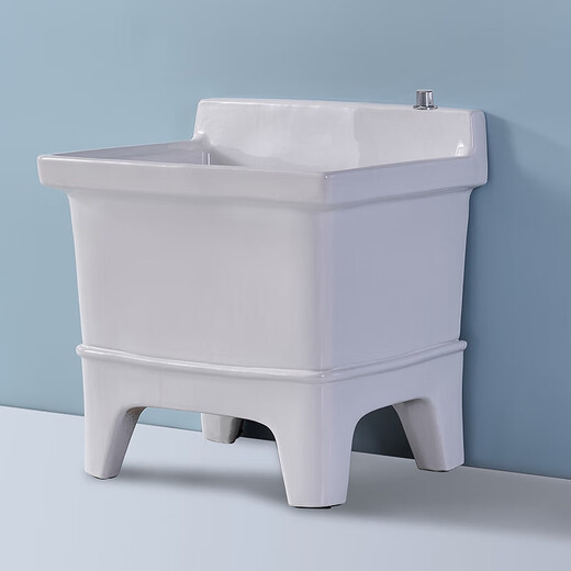 Jinlanke Square Small Large Ceramic Pool with High Legs and Deepened Home Balcony Mop Pool Mop Pool Convenient Desktop Controlled Drainer 35cm Manual Impulse Model